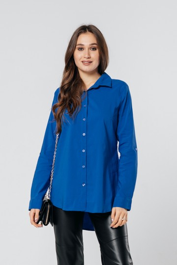 Рубашка из хлопка с длинным рукавом «Келли» синяя