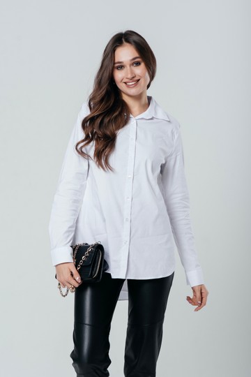 Рубашка из хлопка с длинным рукавом «Келли» белая