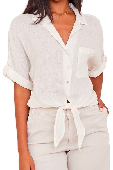 Женская рубашка белая с короткими рукавами "Тия"